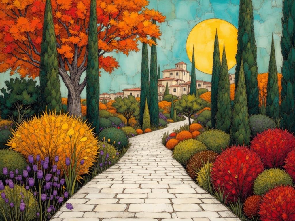 Il sentiero del giardino verso casa