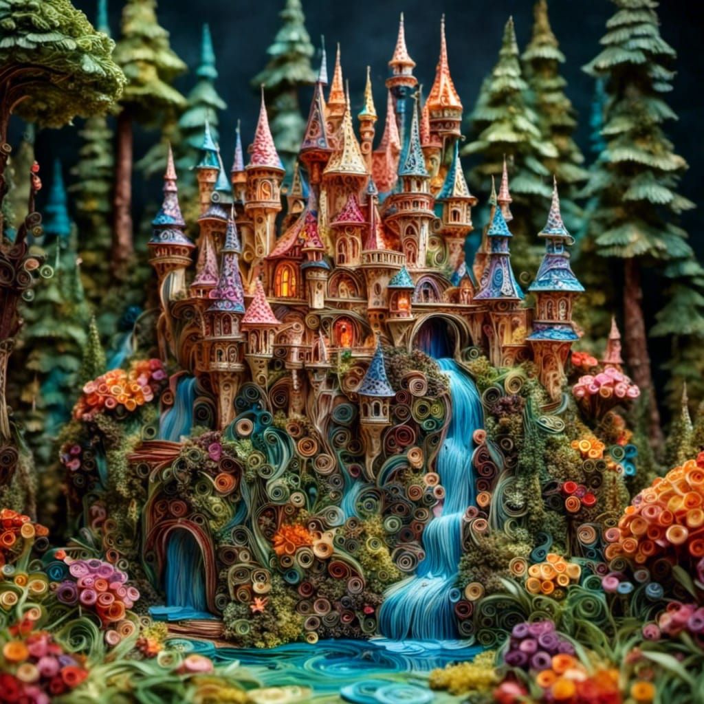 Quilled Fairy Castle: A Fantastical Architectural Model