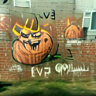 Evil Pumpkin Graffiti Art Illustration