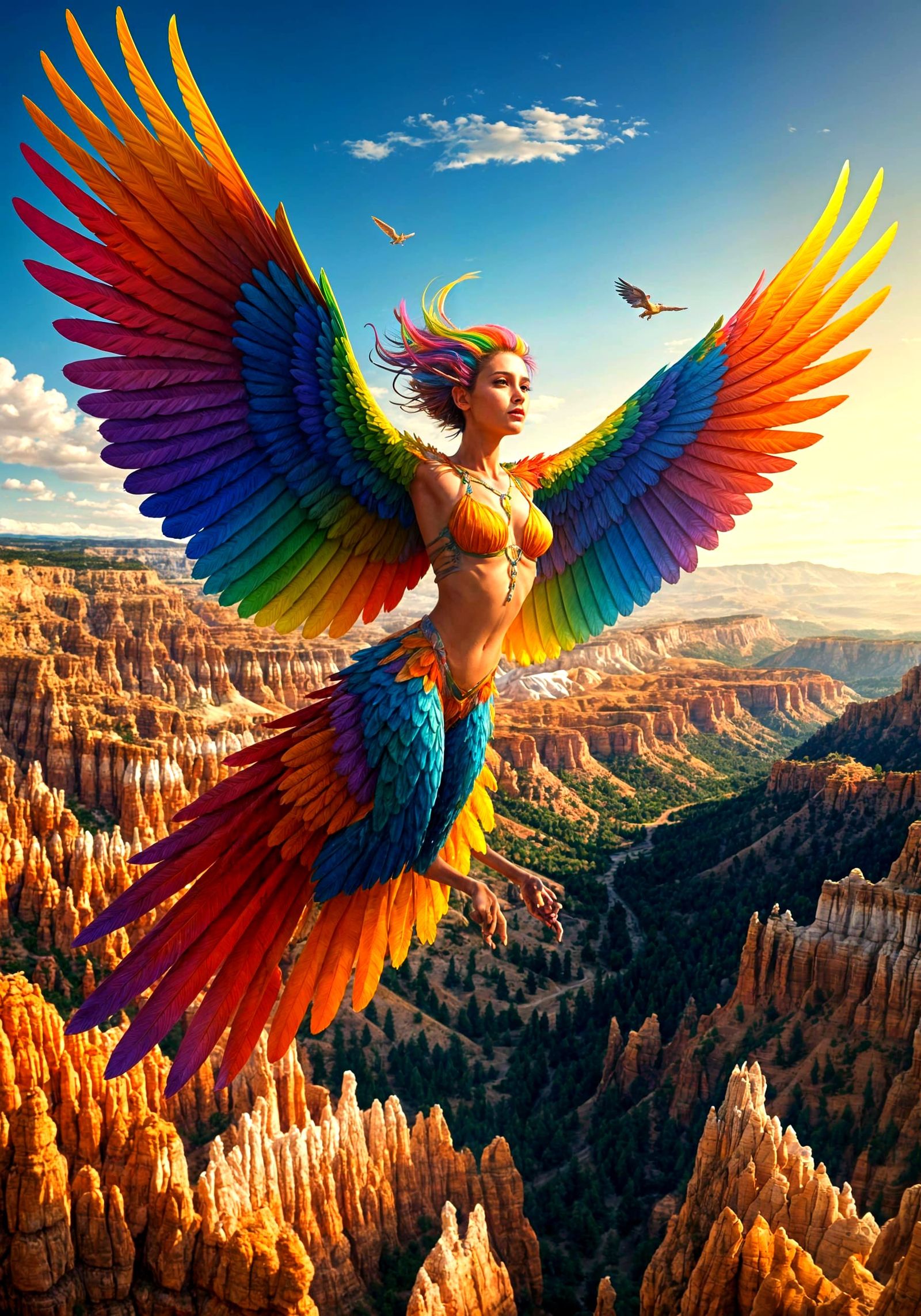 Rainbow Harpy Soaring Over Bryce Canyon