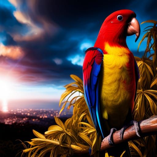 Detailed Matte Painting of Australian Rosellas