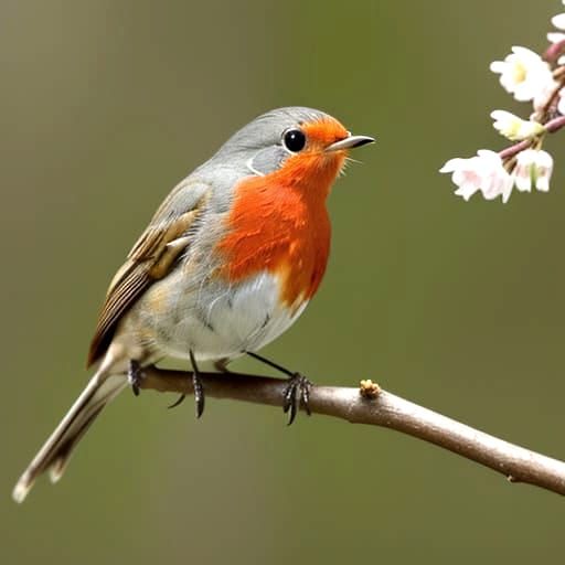 Robin Family Scene as Wet Wash Art