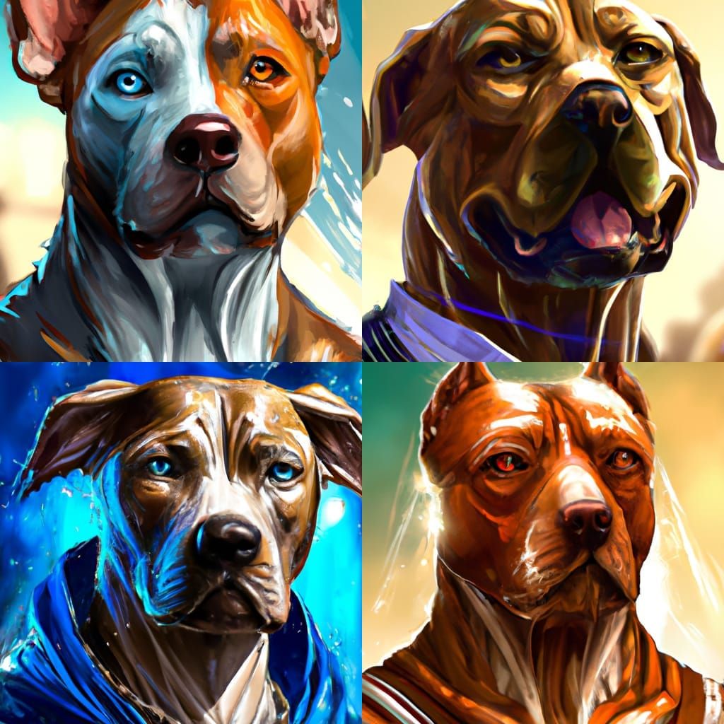 Hyperdetailed Pitbull Portrait in Art Nouveau Style