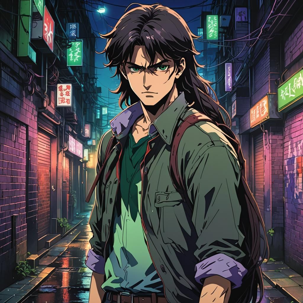 Ash Williams in Vibrant Anime Style