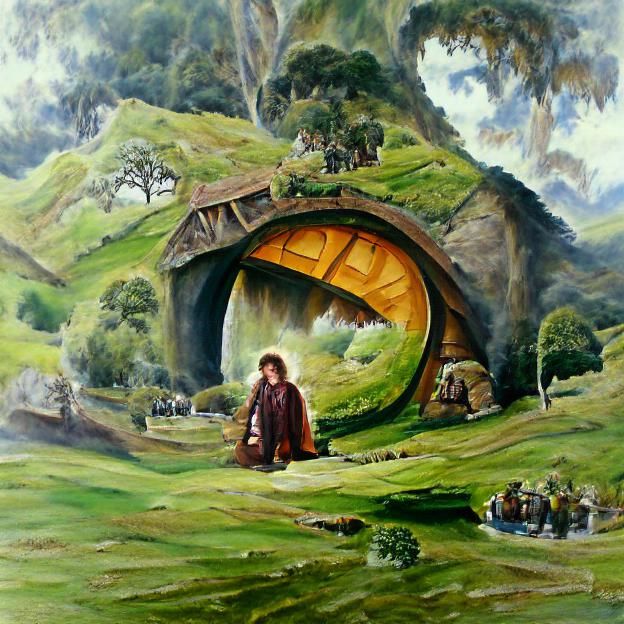 Bag End Oil Painting in James Gurney Style