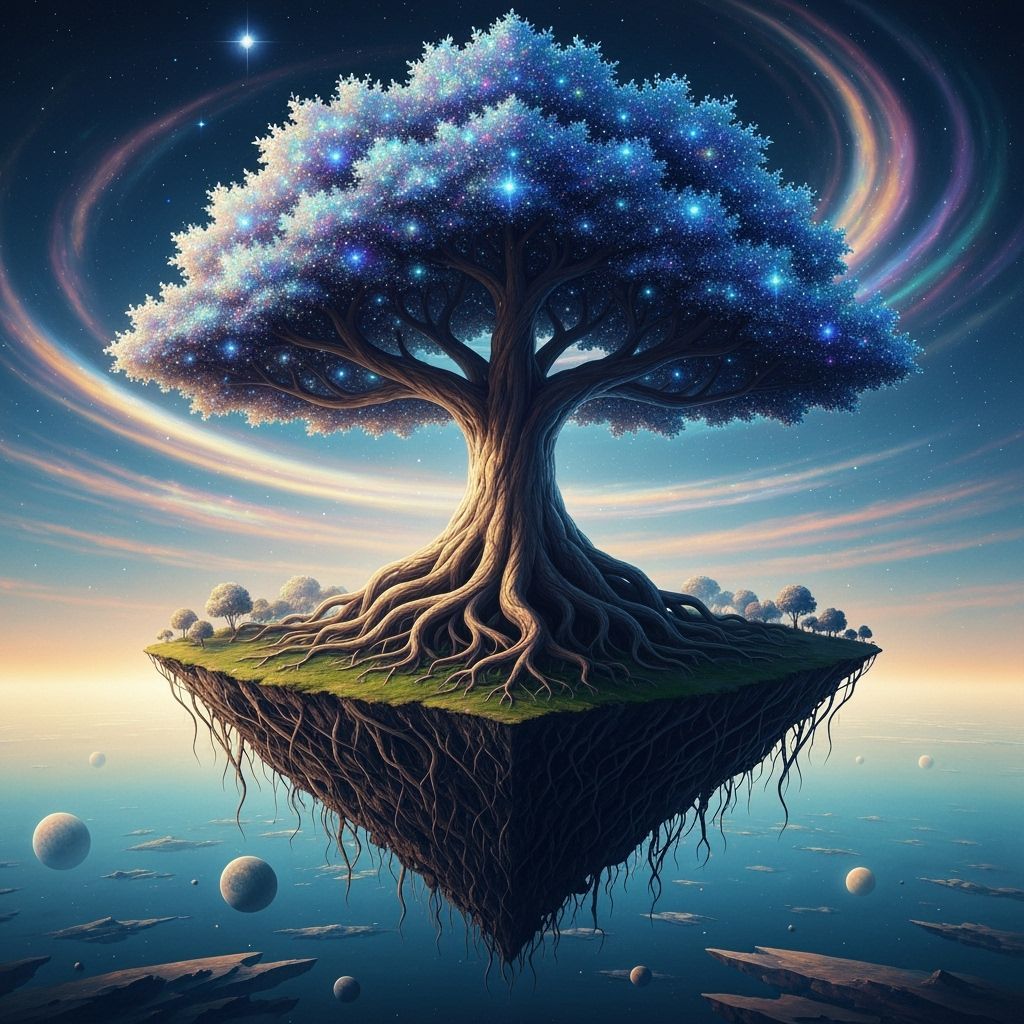 Floating Island Tree with Geometric Roots