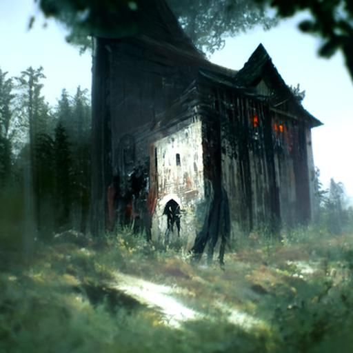Sinister Old Building in Dark Forest