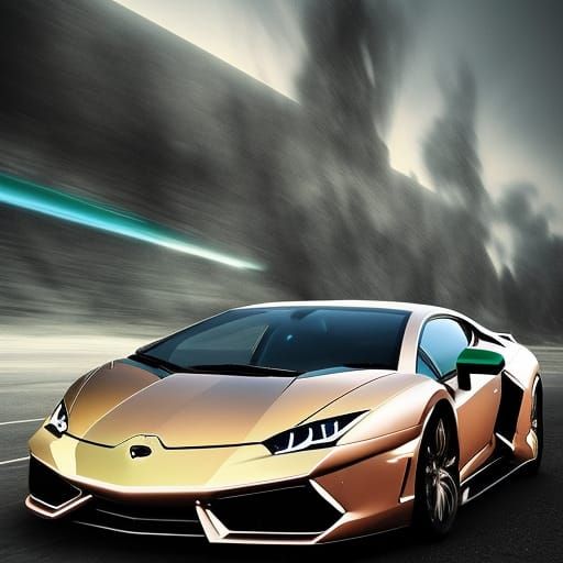 Geometric Iridescent Lamborghini Car in Digital Matte Painti...