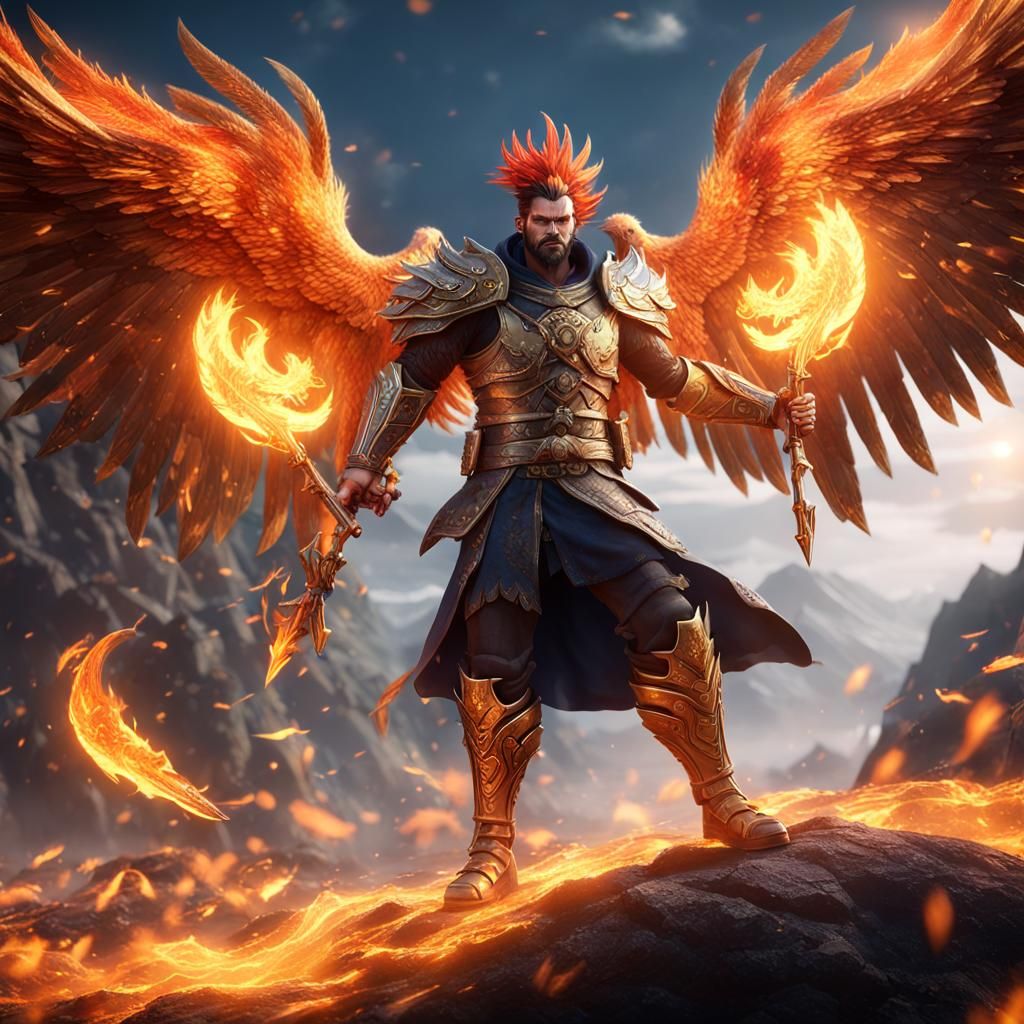Phoenix Warrior in Solo Leveling 3D Game Style