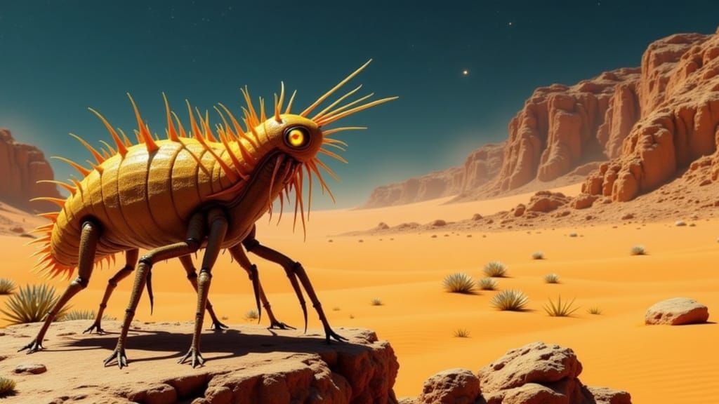 Surreal Sandquill Creature in Desert Landscape, Inspired by ...