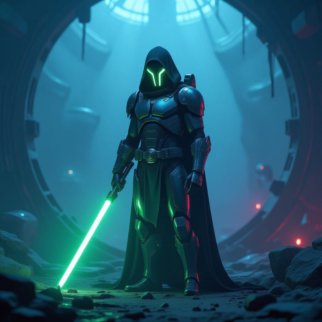 Ominous Figure in Biomechanical Suit Awaits Spaceship