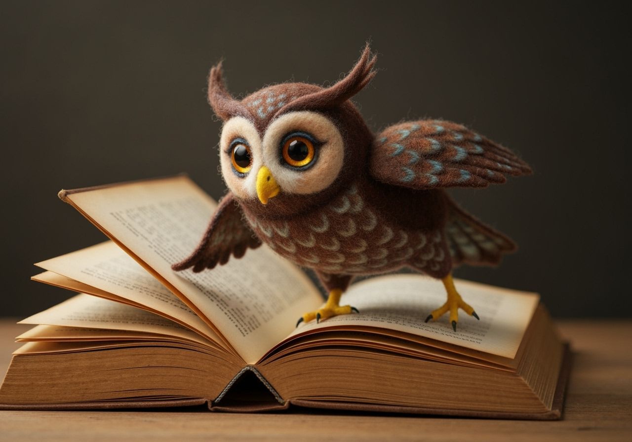 Wise Owl Emerges From Antique Fairytale Book
