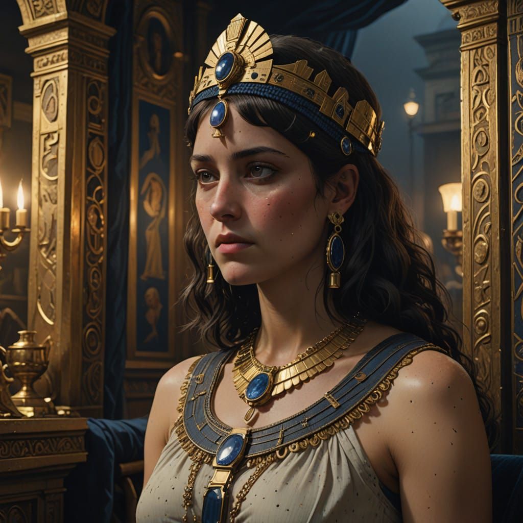 Regal Queen of Egypt in Golden Splendor