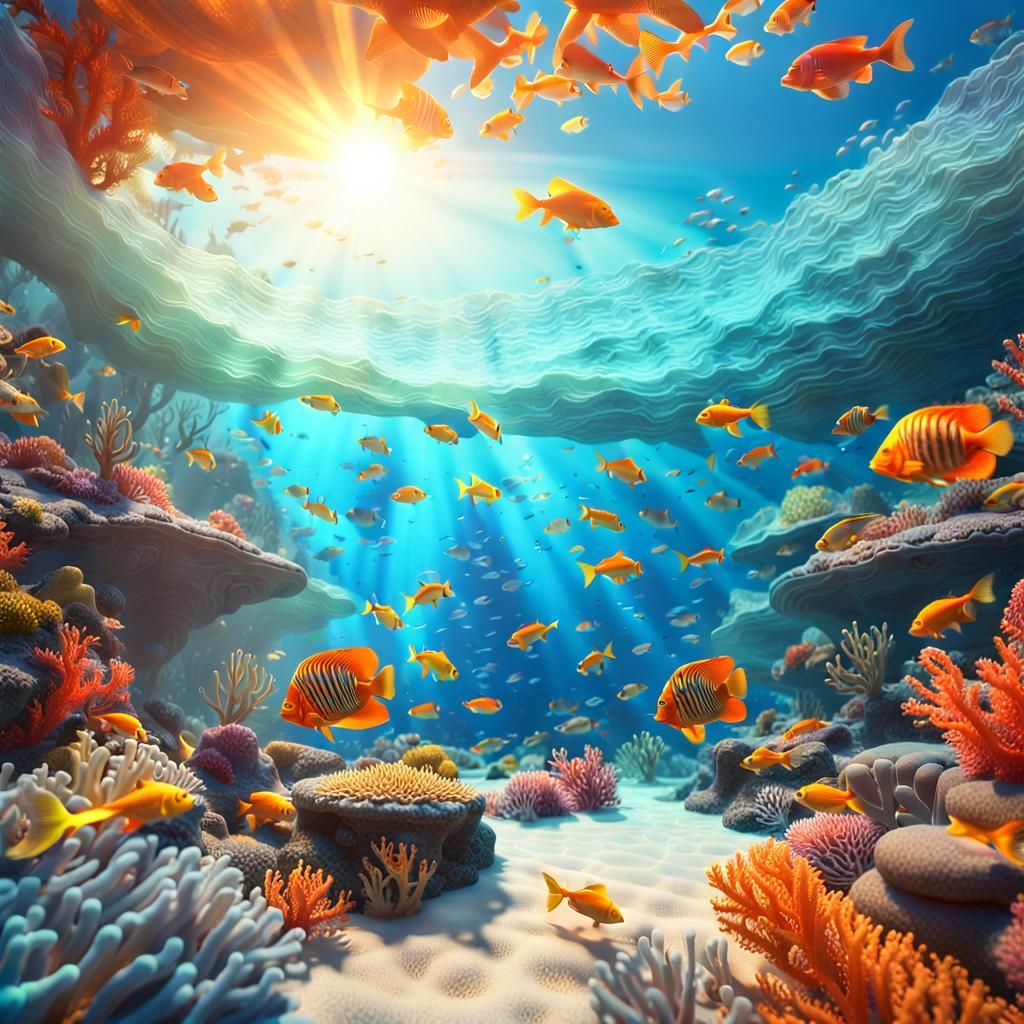 Vibrant Coral Reef: A Surreal Matte Painting