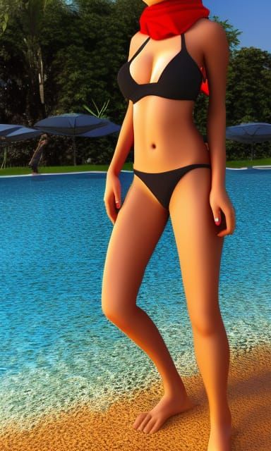 hijab bikini 3d render