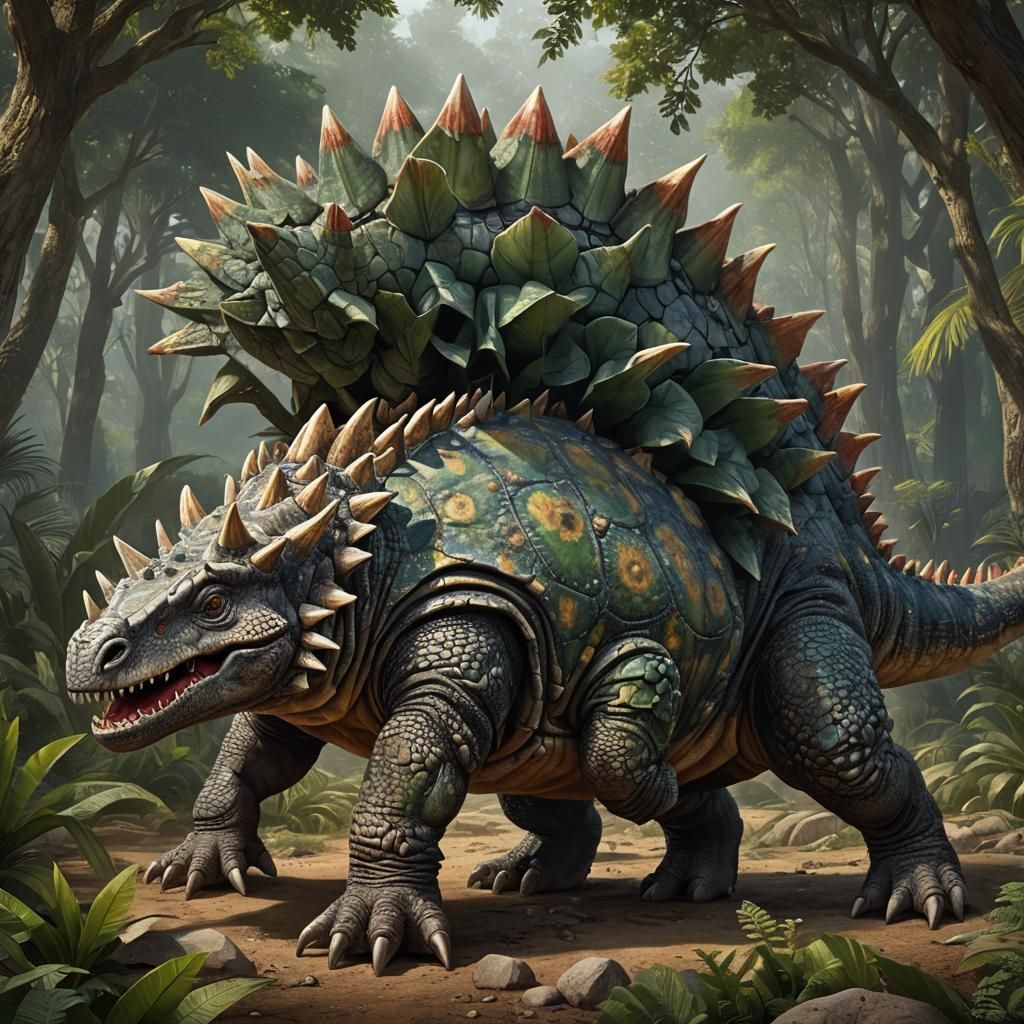 Armored Ankylosaurus Dinosaur in Detailed Matte Painting