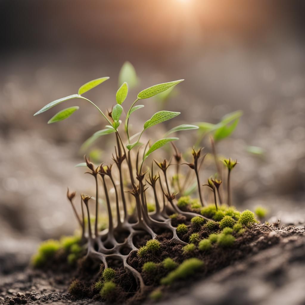 Plant Growing on Animal Skeleton in Nature