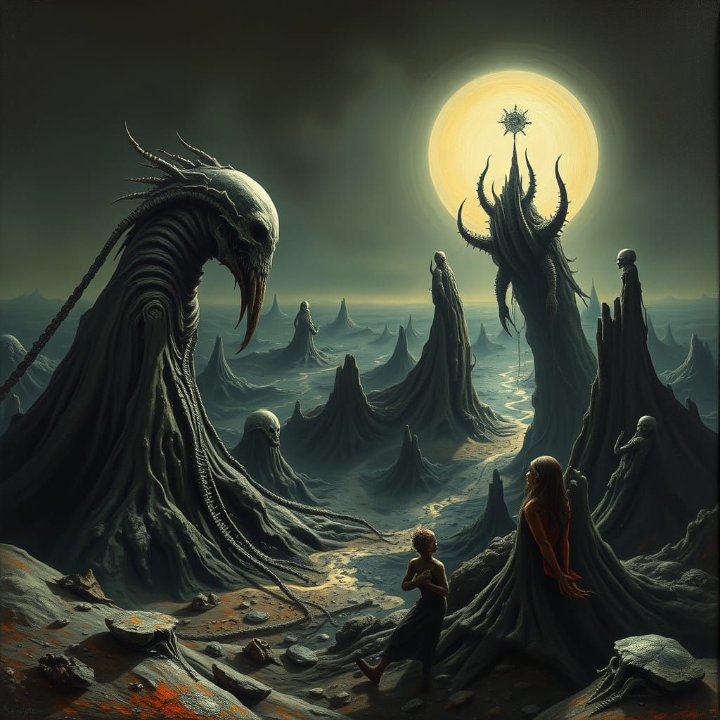 Living Darkness in a Biomechanical Surreal Abyss