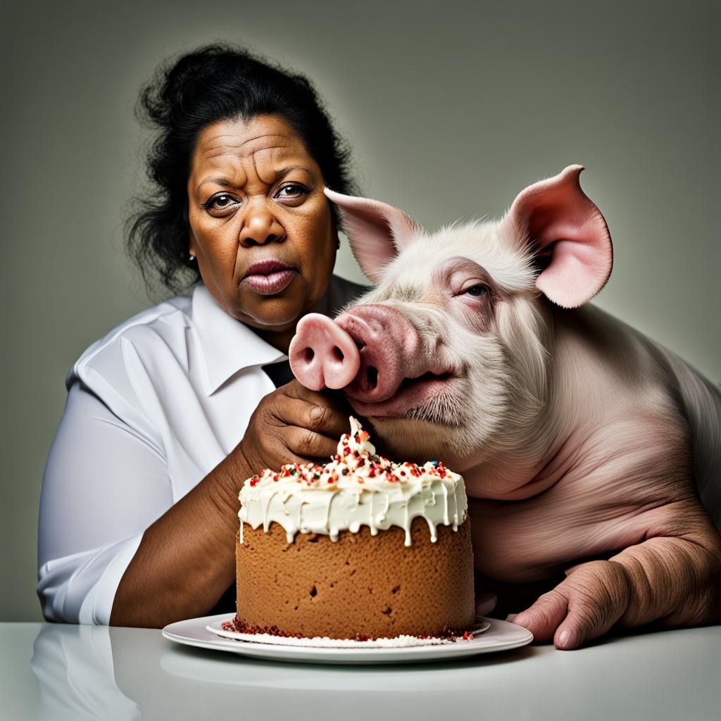 Close-Up Portrait of Woman Devouring Cake