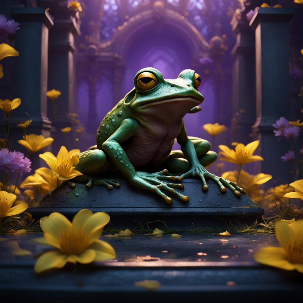 Frog Dances on Grave: Dark Fantasy Concept Art