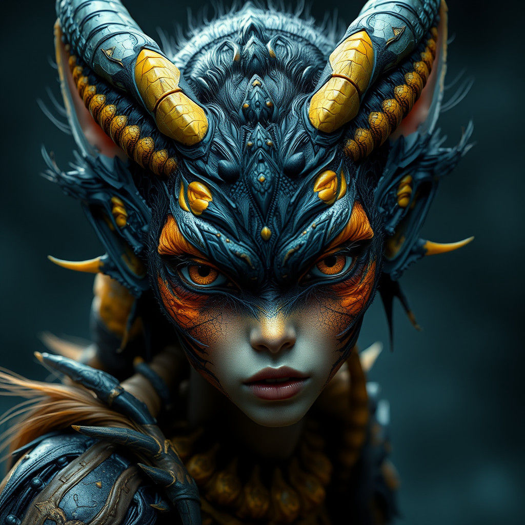 Feral Alien with Insect Antennae in Detailed Matte Painting