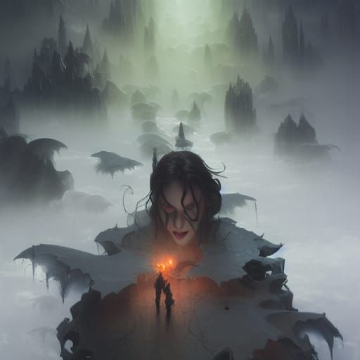 Vampire Surrounded by Shadow: Ethereal Fantasy Art