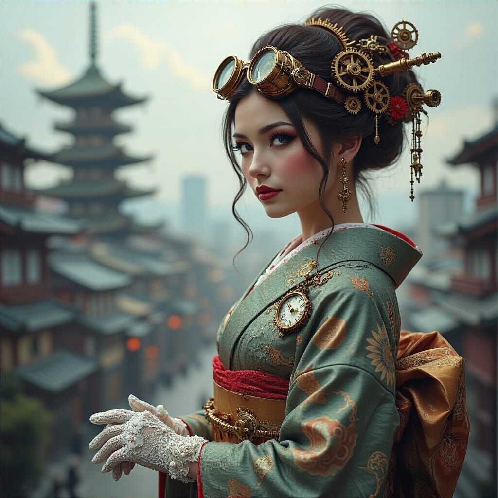 Steampunk Kimono: Edo-Era Japan Meets Digital Art