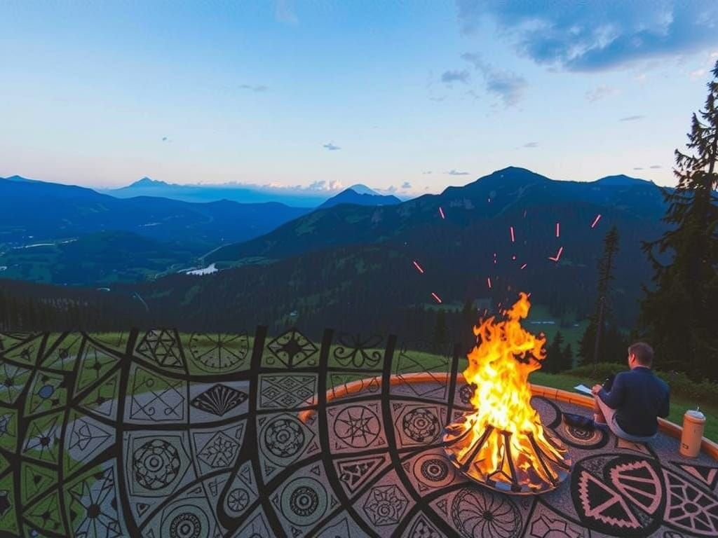 Intricate Mosaic Wall Hanging in Surreal Digital Art Style