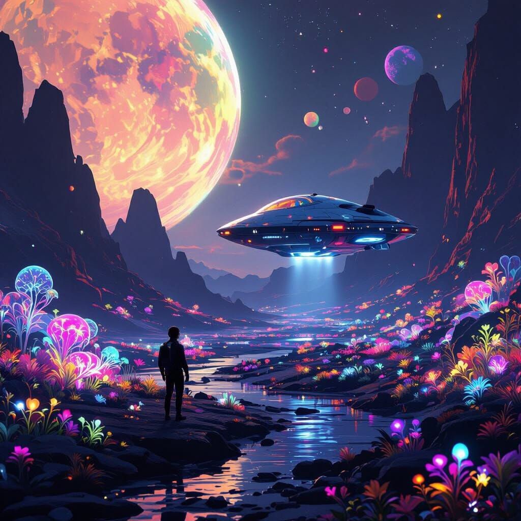 Astronaut Explores Alien World With Color-Shifting Creatures