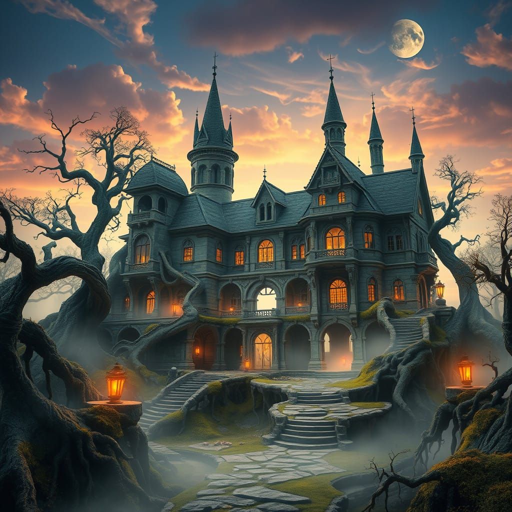 Mystical Scherbenpalast Palace Ruins in Whimsical Dreamlike...