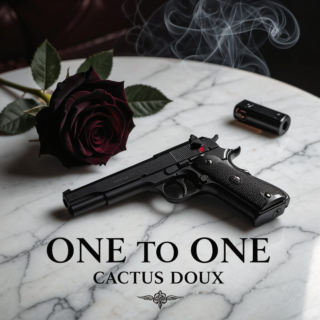 Noir Book Cover with Rose and Pistol