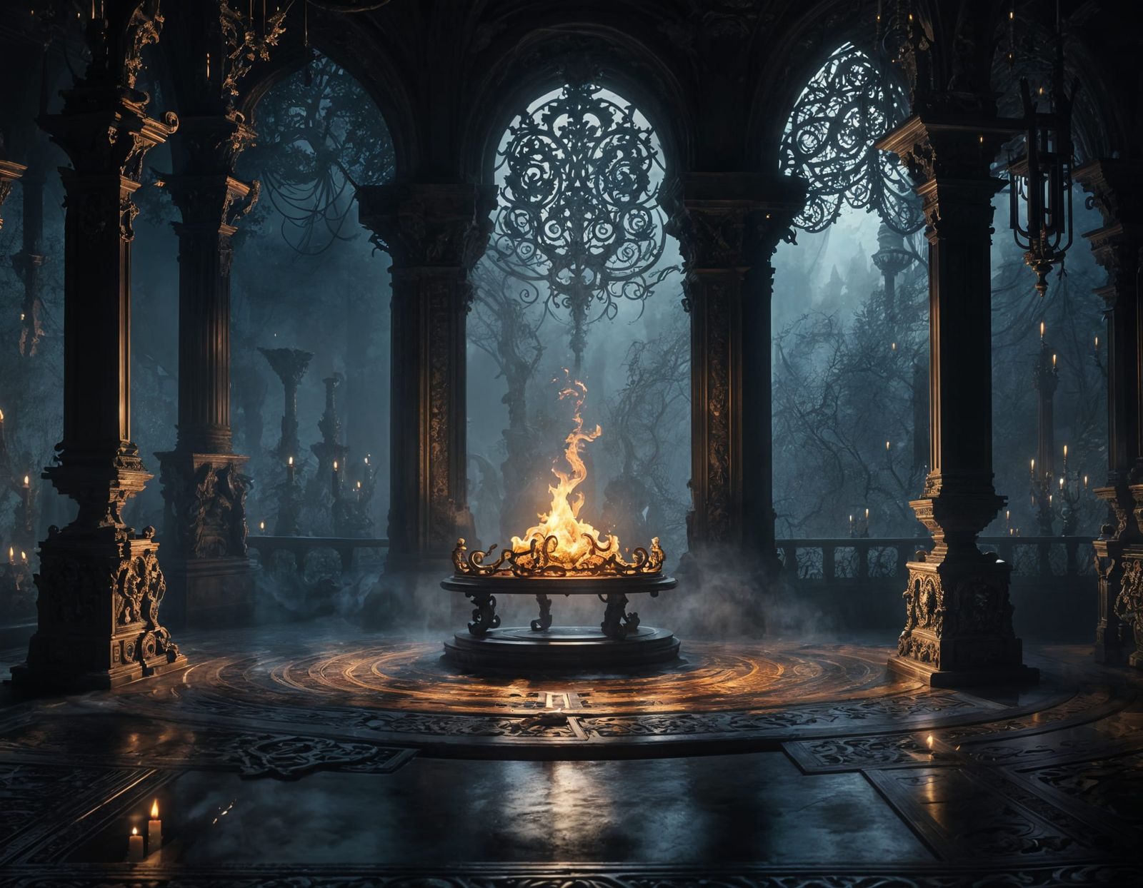 Ethereal Flame Ascends from Ancient Altar