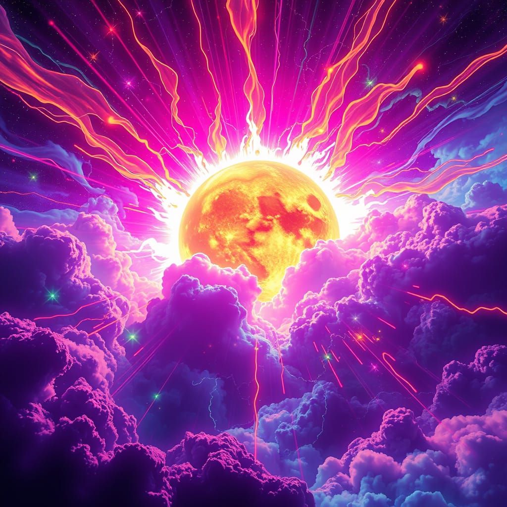 Cosmic Supernova in Neon Hues