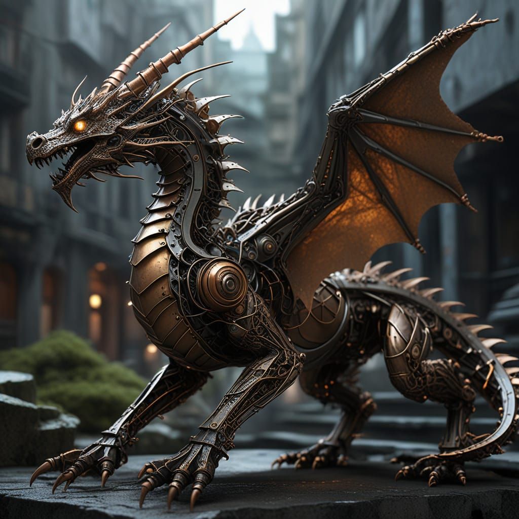 Wireborn Dragon Coiling Through Industrial Wasteland