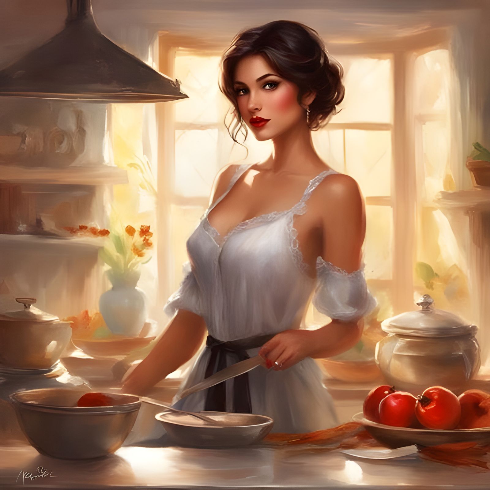 Colombian Beauty in Kitchen: An Alluring Portrait