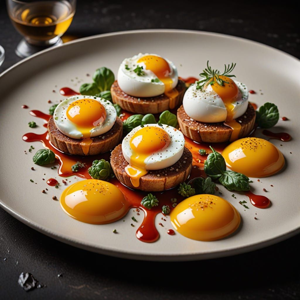 Cinematic Food Photography of Poached and Scrambled Eggs
