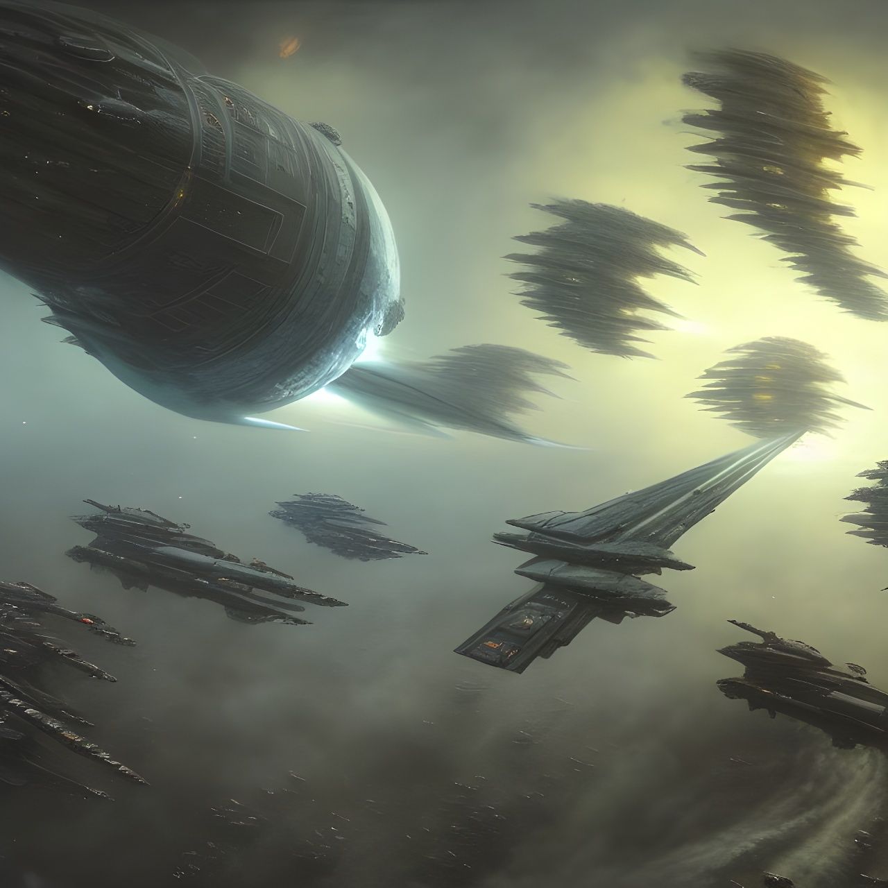 Epic Spaceship Armada Colonization in Sci-Fi Style