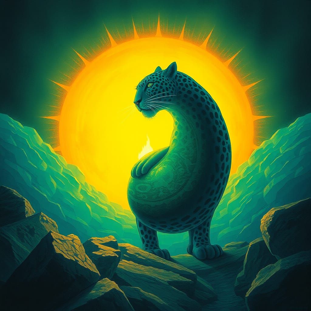 Surreal Earth with Sun and Teal Cities