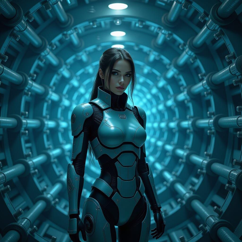 Android in Exosuit with Biomechanical Kaleidoscope