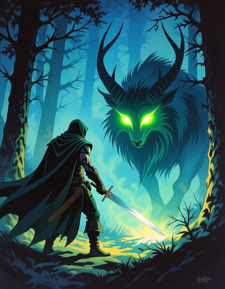 Dark Fantasy Hunter vs Prey Book Cover Art