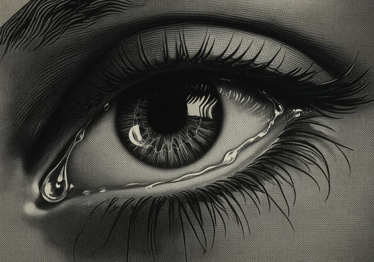 Crying Portrait in Fornasetti-Inspired Design