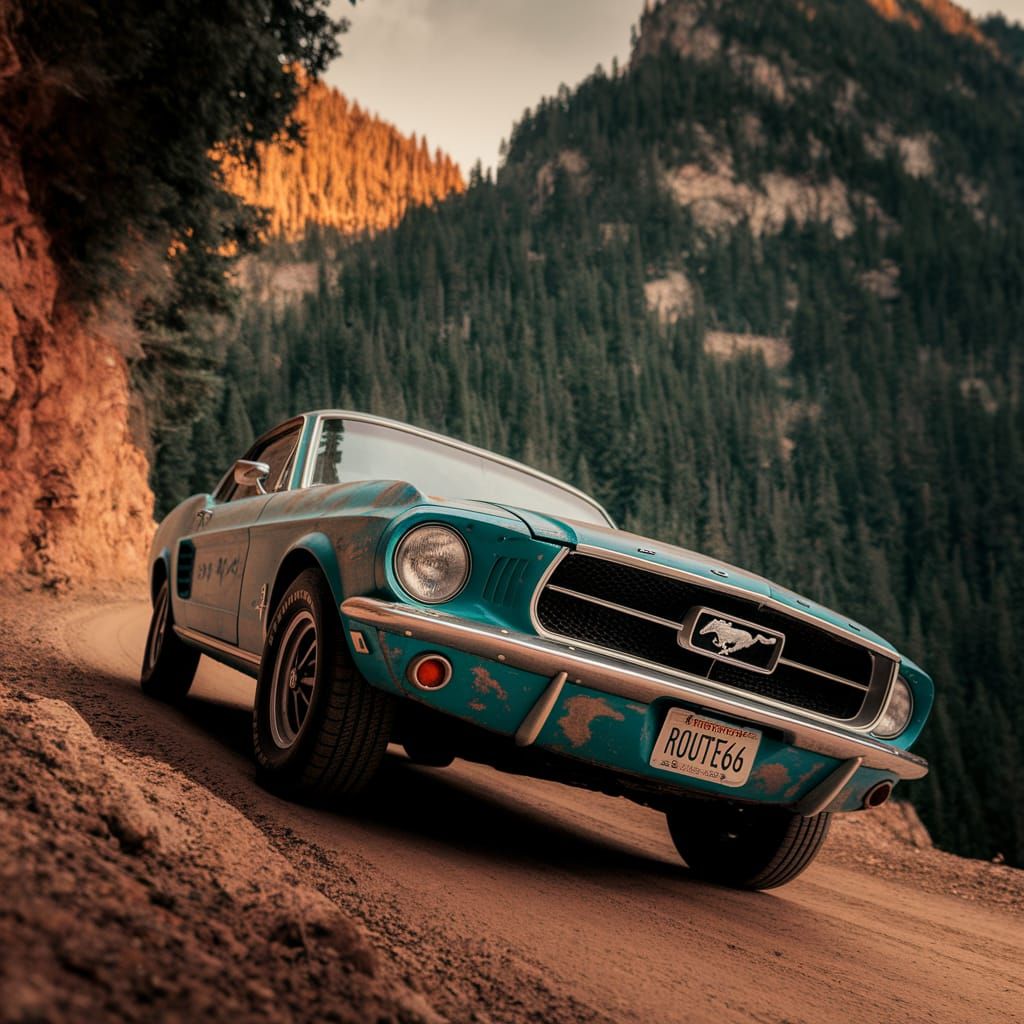 Vintage 1967 Ford Mustang on Route 66