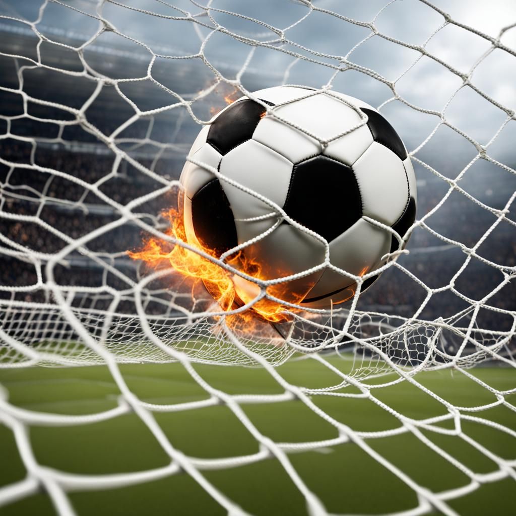 Flaming Soccer Ball Burns Through Goal Net