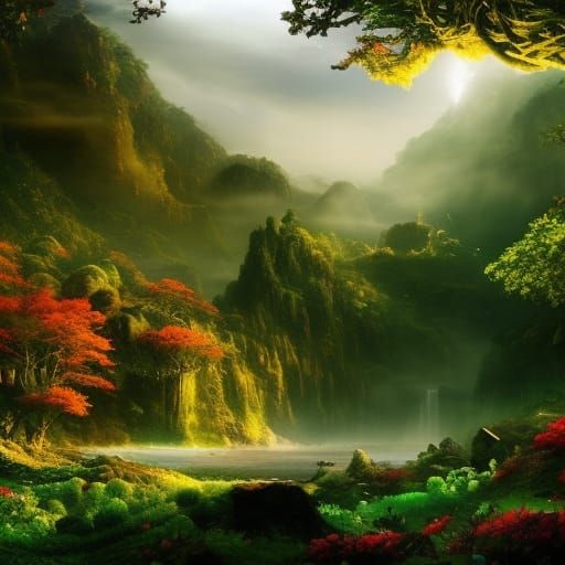 Pirate Ship Arriving in Lush Jungle Paradise