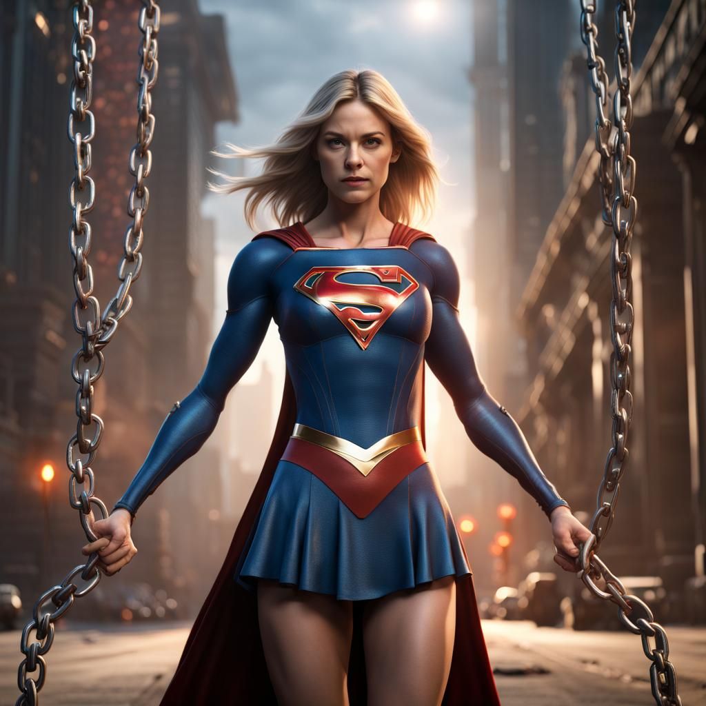 Supergirl T-Pose in Chains: Fantasy Concept Art