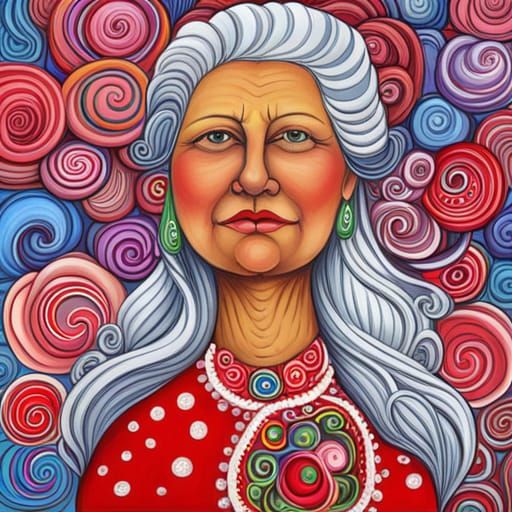 Mama Noela in a Candyland Gouache Wonderland