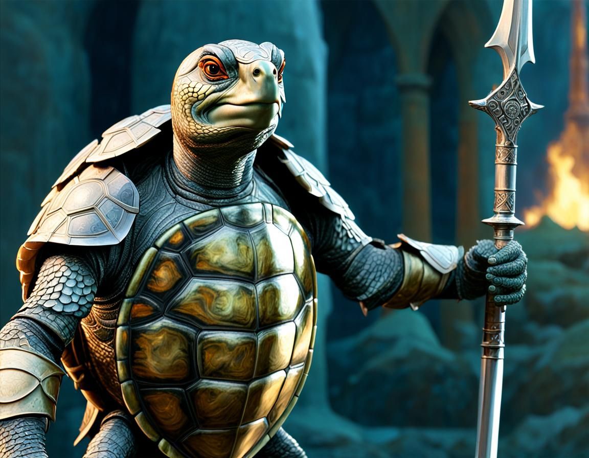 Turtle Knight of Gondor: Photorealistic Anthropomorphic Port...