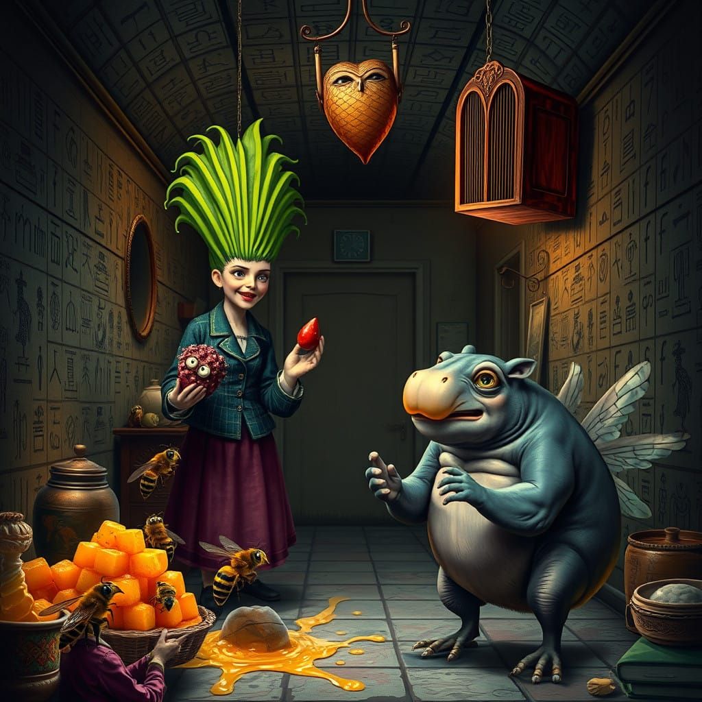 Macabre Hospital Scene in Whimsical Style