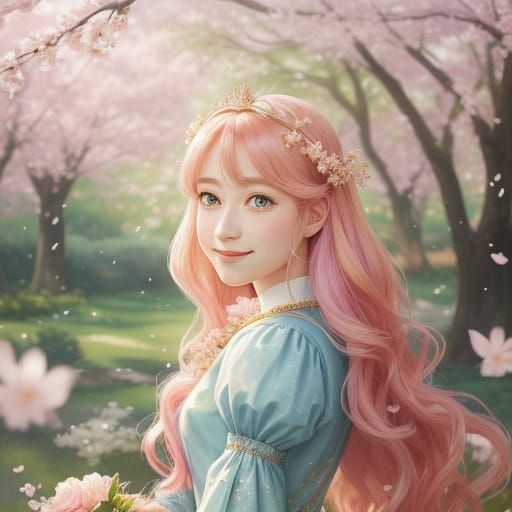 Whimsical Anime Princess in Enchanted Garden