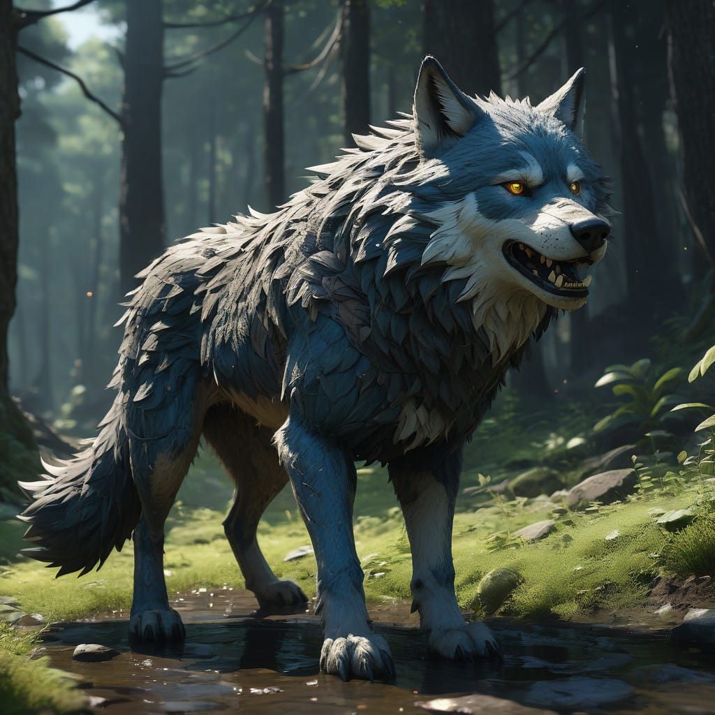 Cute Wolf Minion in Vibrant 3D Anime Style